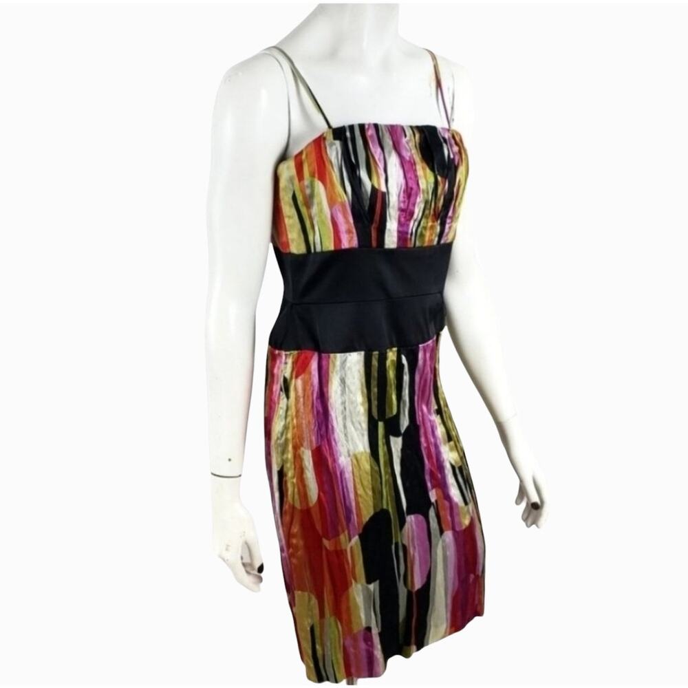 Suzi Chin NEW Silk Cocktail Dress Crepe Crinkle Fitted Convertible Multicolor